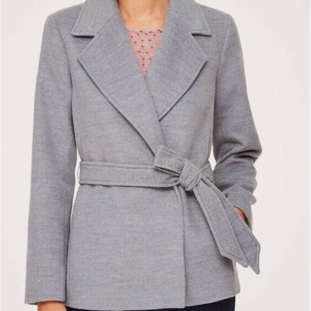 LOFT Grey Wool Blend Collared Coat